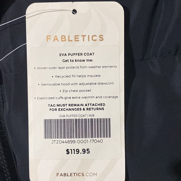 Women’s black puffer winter coat from Fabletics (New), size Medium - Picture 4 of 4